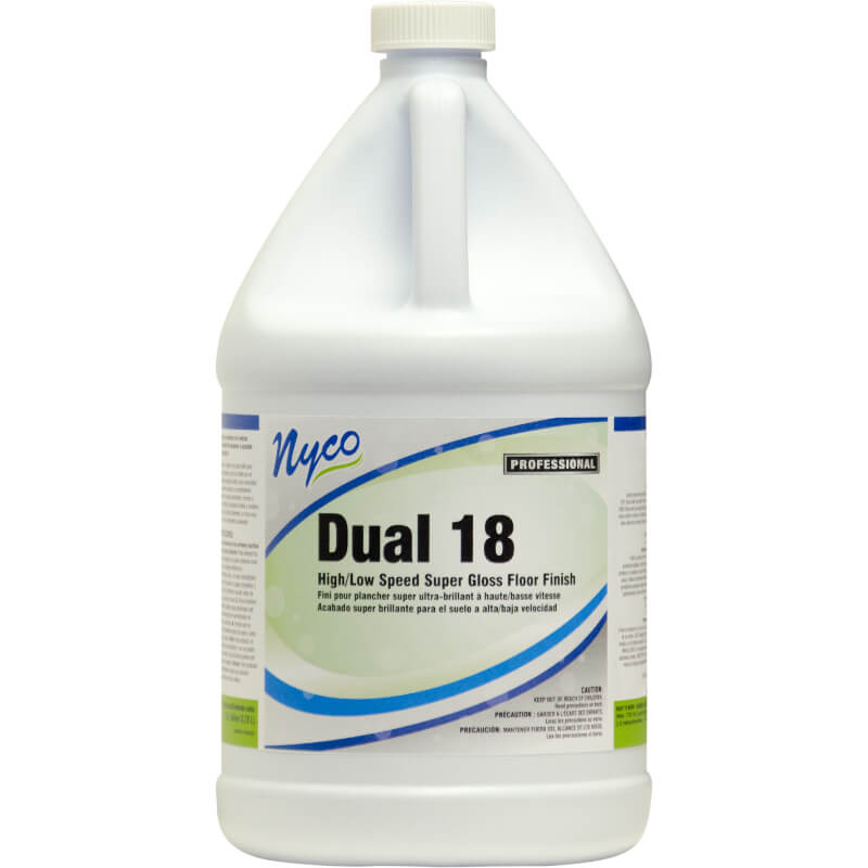 (4) Nyco Dual 18 High/Low Speed Super Gloss Floor Finish 128 oz Acrylic Scented - Opaque White NL136-G4