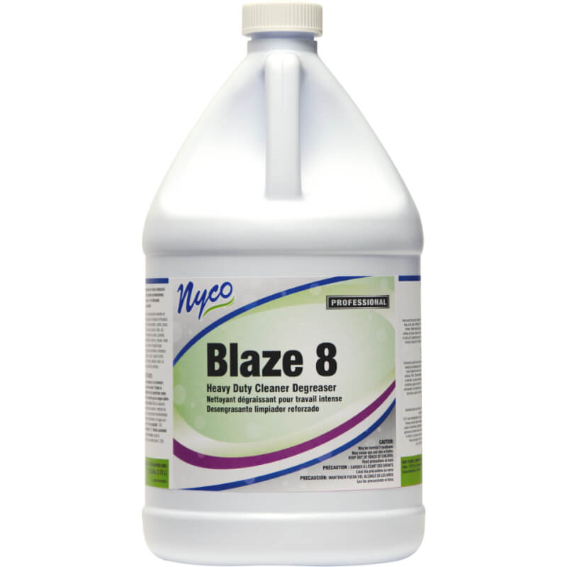 (4) Nyco Blaze 8 Heavy Duty Cleaner Degreaser 128 oz Sassafras Scented - Violet NL220-G4