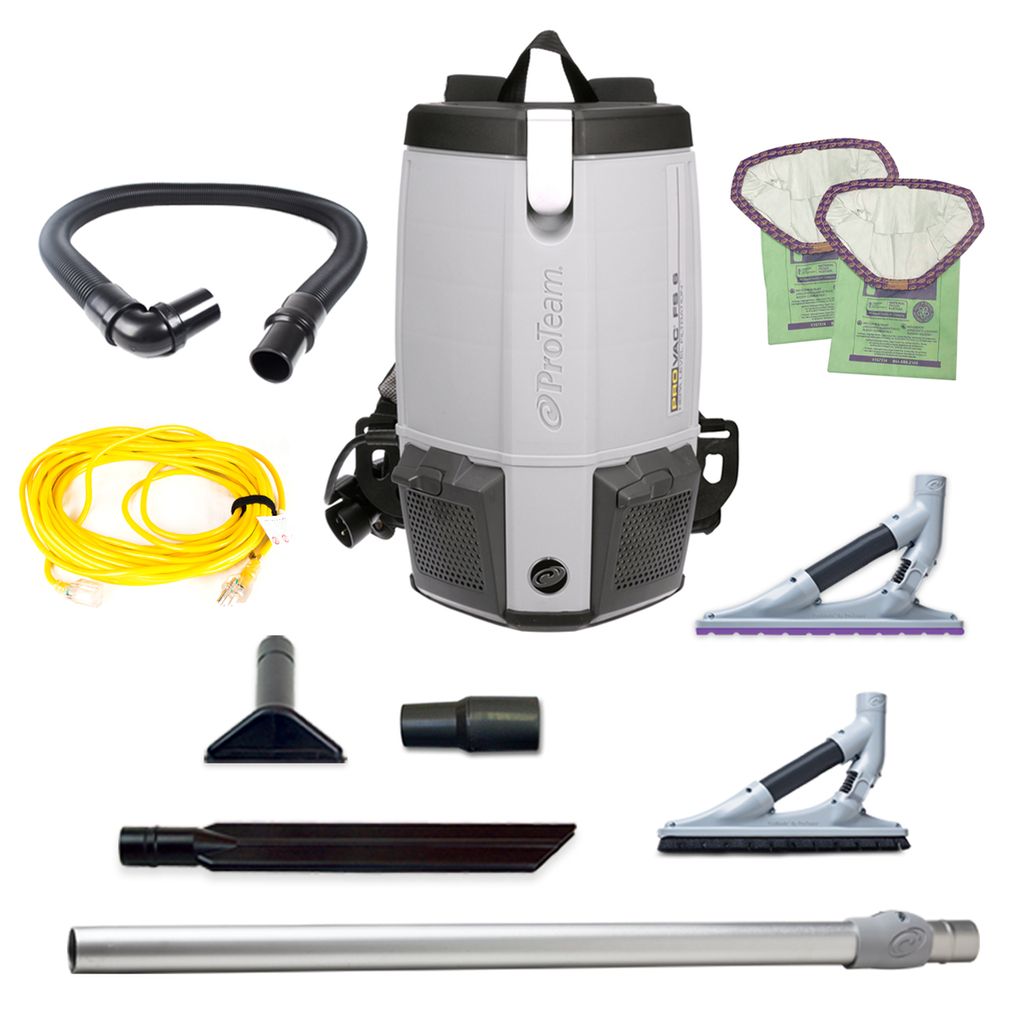 ProTeam ProVac FS 6, Backpack Vacuum 6 qt. with ProBlade & Carpet Floor Tool Kit PT-107613