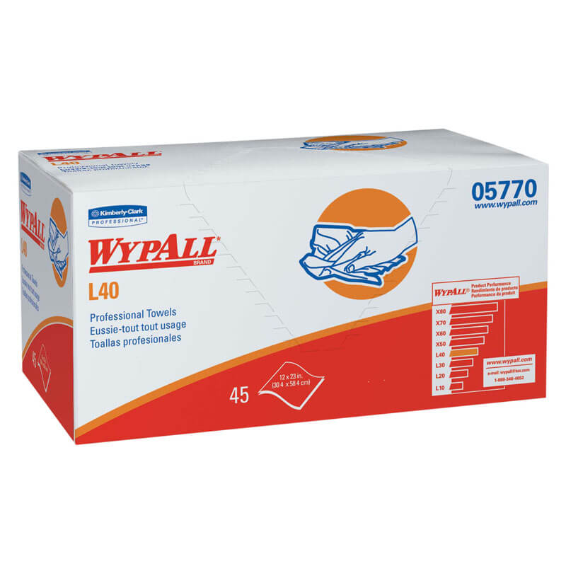 WYPALL L40 Professional Towels, 12 x 23, White, 45/Box KCC05770                                          
