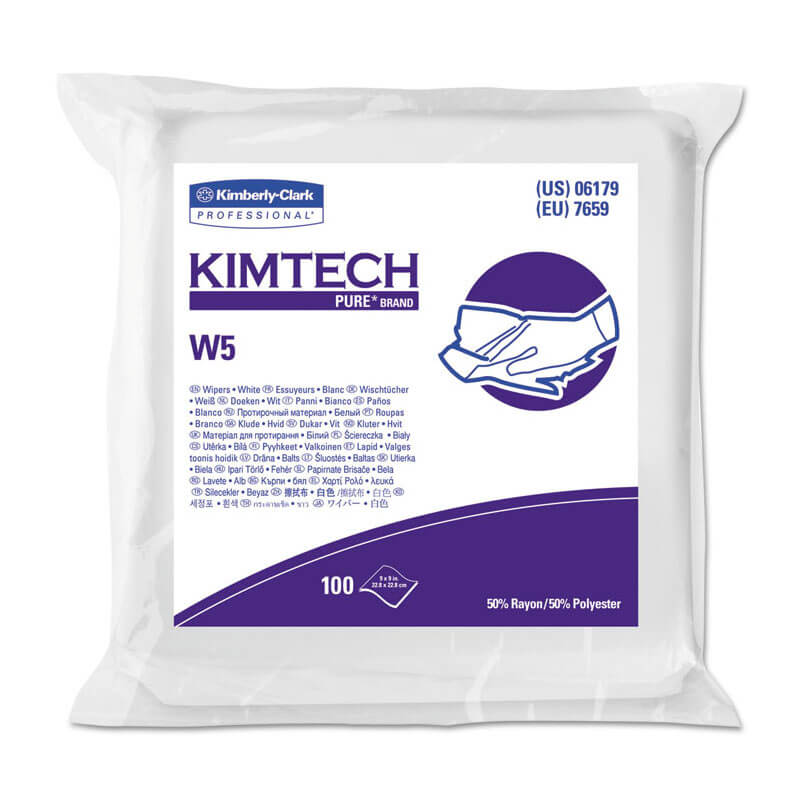 KIMTECH PURE W5 Dry Wipers, Flat, White, 100/Pack KCC06179                                          