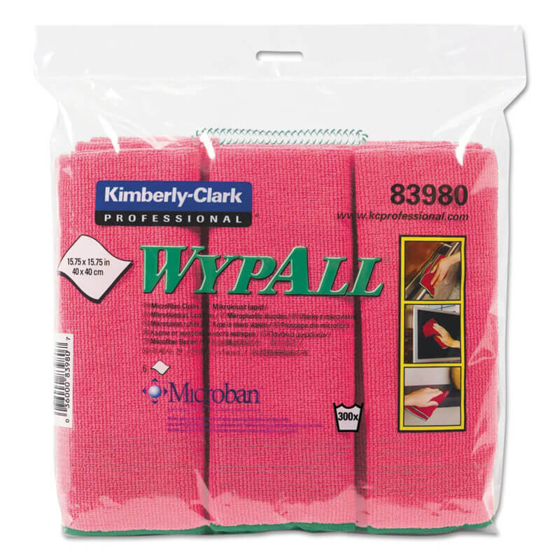 WYPALL Cloths with Microban, Microfiber, Red, 6/Pack KCC83980                                          