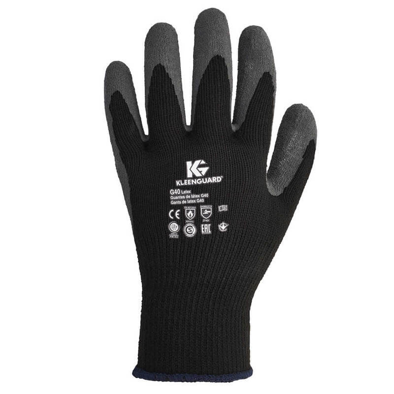 KLEENGUARD G40 Latex Coated Poly-Cotton Gloves, Large/#9, Gray KCC97272                                          