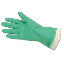 Flock-Lined Green Nitrile Gloves - One Size Fits All - (12-Pack)